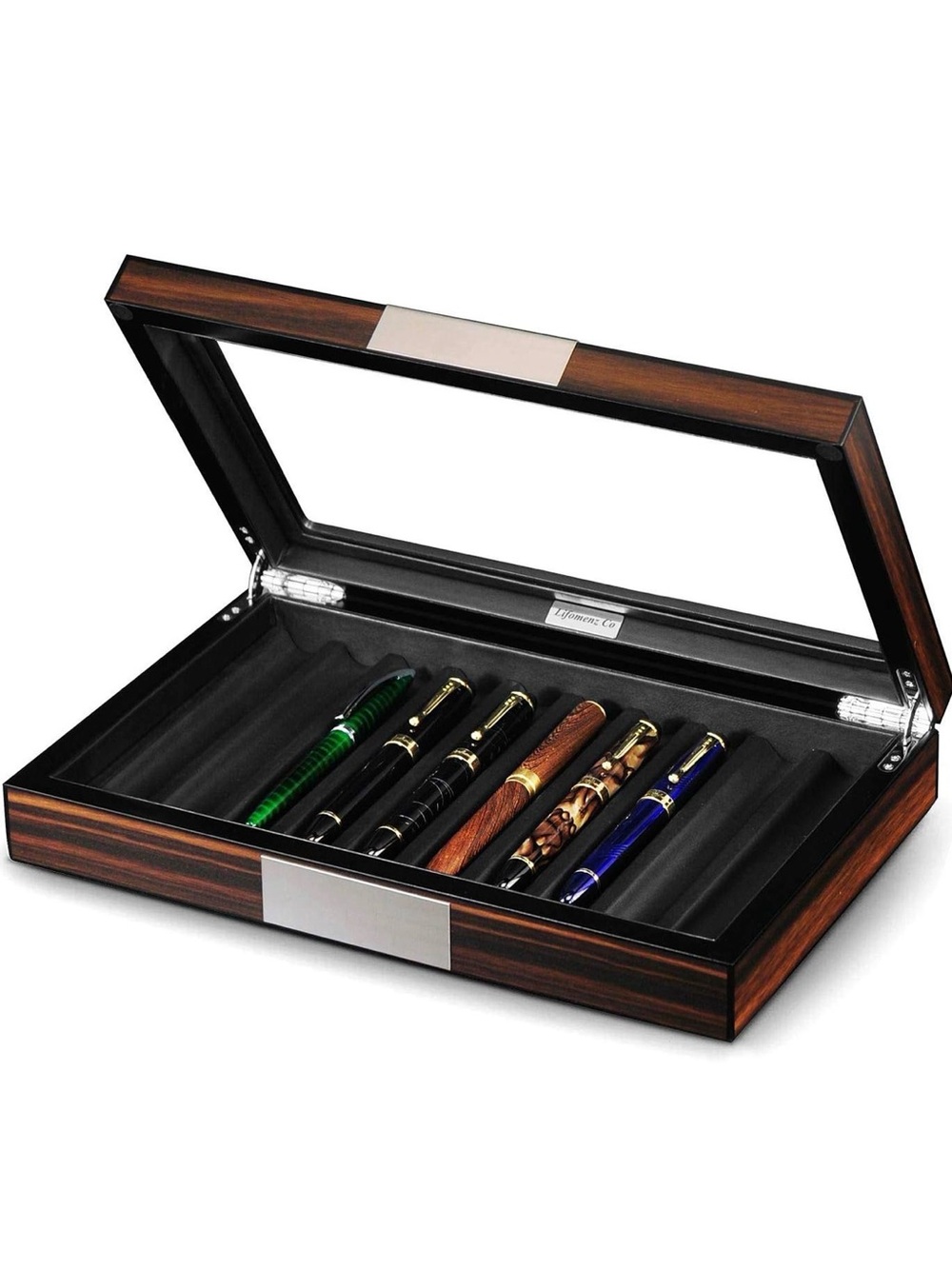 Wood Pen Organizer with glass lid